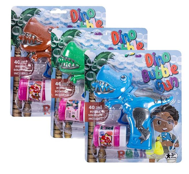 Bubble Dinosaur Friction Movement Gun (3 Pack)