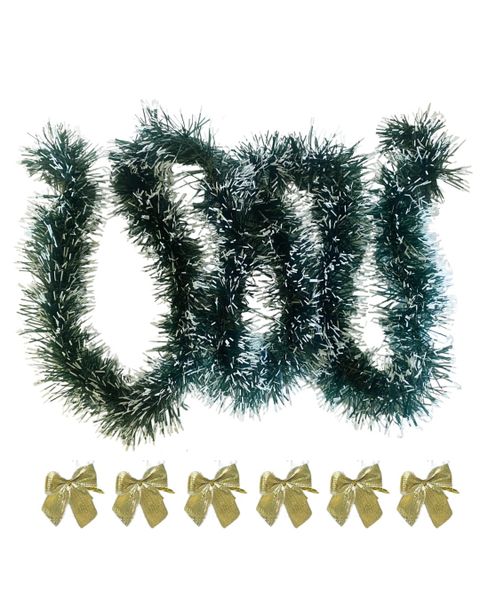 Christmas Tinsel Garland - 2 Meters (Gold Bows)