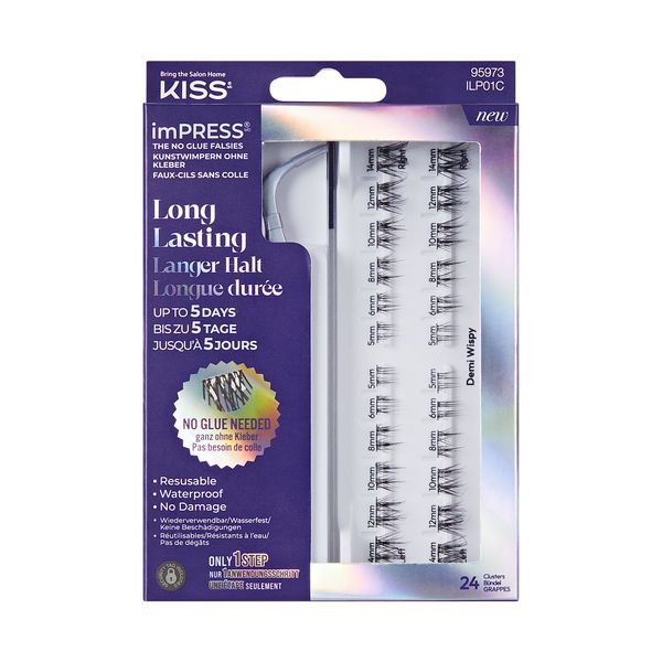 KISS imPRESS Self Adhesive False Eyelashes, Demi Edgy Press On Lashes