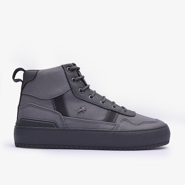 Mens Soviet Augustine Mixed Media Hi Top Sneaker - Charcoal Mono