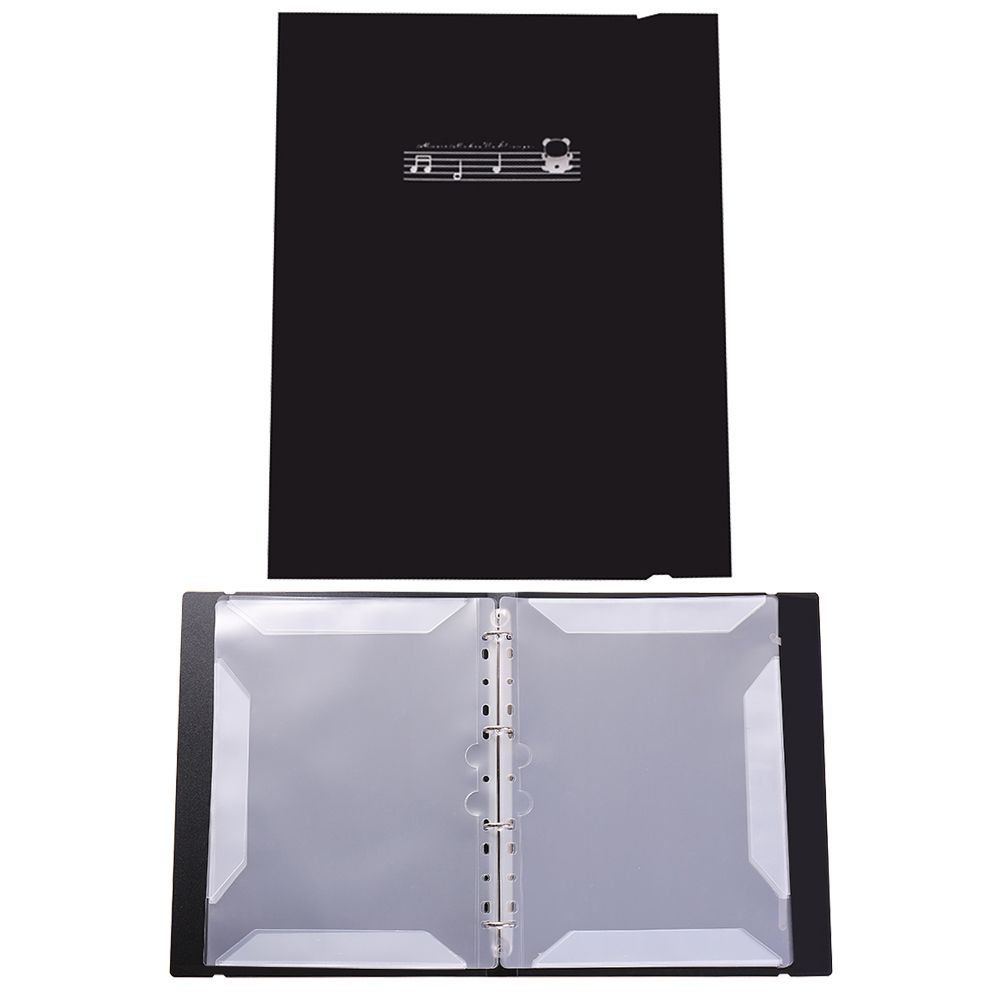 A4 Music Score Folder with 4 Ring Stainless Steel Binders & Sleeve Pockets