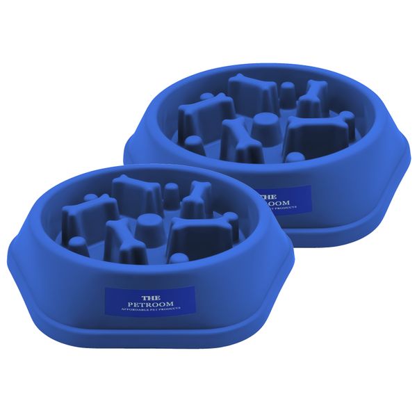 Pack of 2 - Slow Eating Bowl Feeder For Pets - Blue