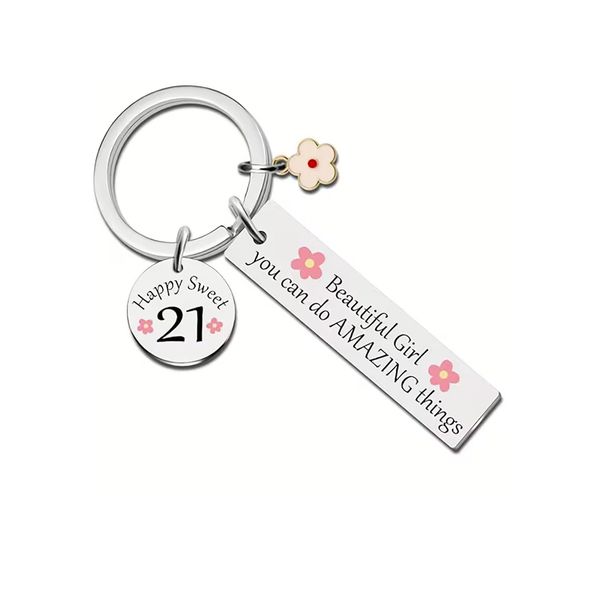 Beautiful Girl 21st Birthday Keychain