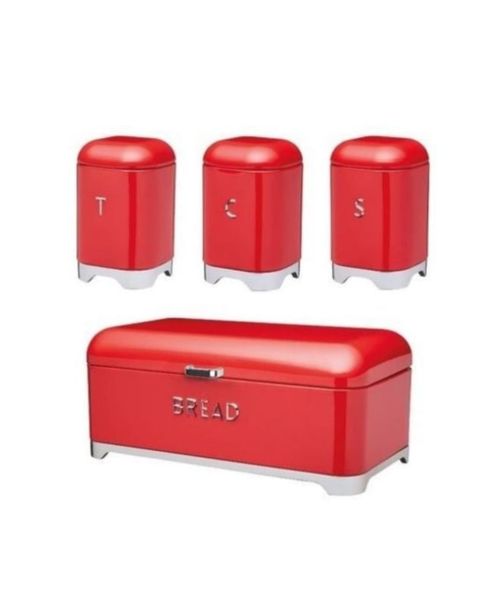 Bread Bin with 3 pcs Canister set-RED