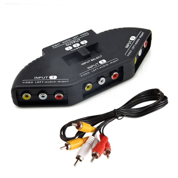 3-Port AV Selector Switch with RCA Cable Compatible with PS XBOX TV 90cm