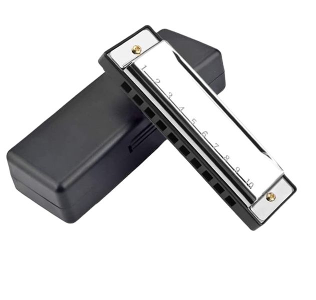 Harmonica 10-Hole in Protective Hard Case