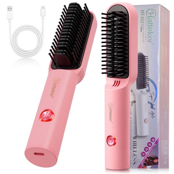 Cordless Hair Straightener Brush, Portable Mini Hair Straightening Comb