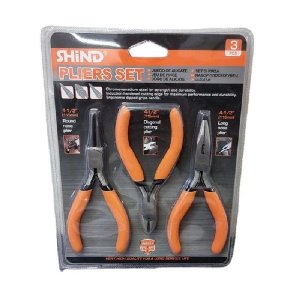 Multi Functional Round Diagonal &amp; Long Nose Pliers Set 3 Piece