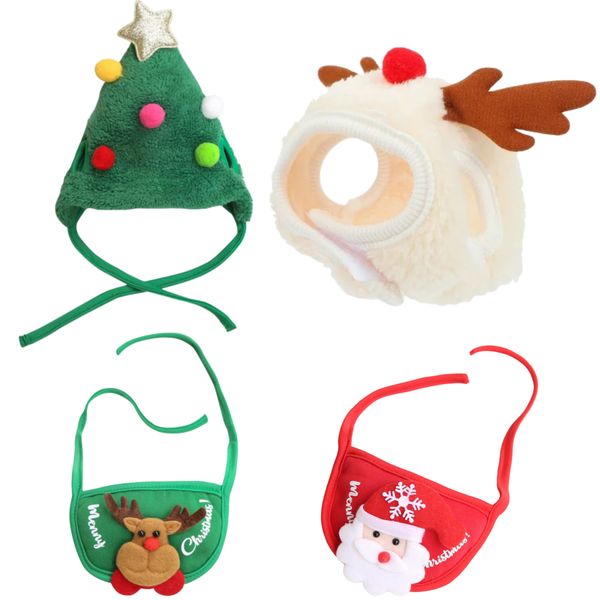Dog Christmas Costume with Hat and Scarf, Bib, Drool Bib S/L)