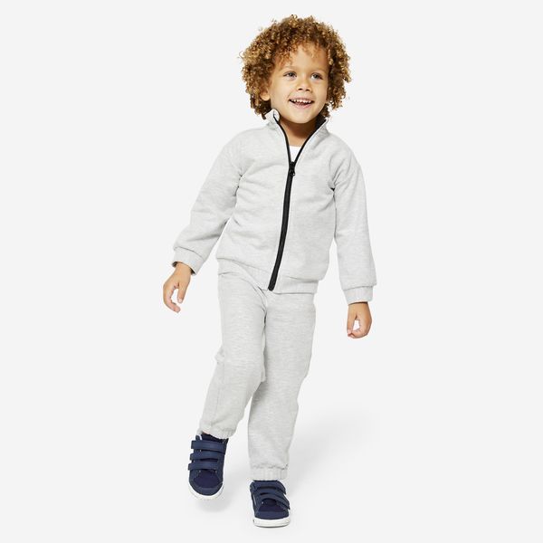 Domyos Kids' Basic Warm Regular-Fit Tracksuit - Grey