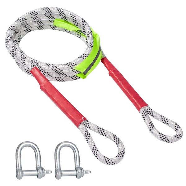 Tool Heavy Duty Synthetic Winch Tow Rescue Rope U-Shaped Hook Set of 3