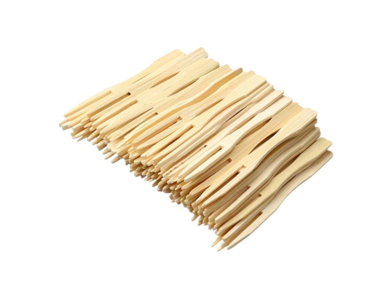 100 Piece - Bamboo Disposable Fruit Forks - Brown