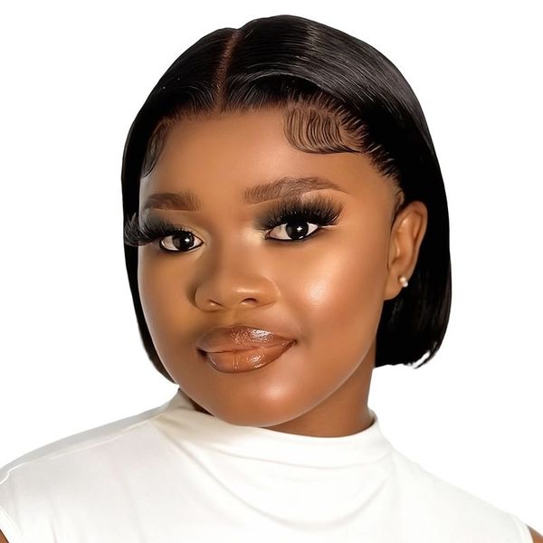 Geebuy 8Inch Malaysia Glueless Bob Wig-13x4 Full Frontal Virgin Human Hair