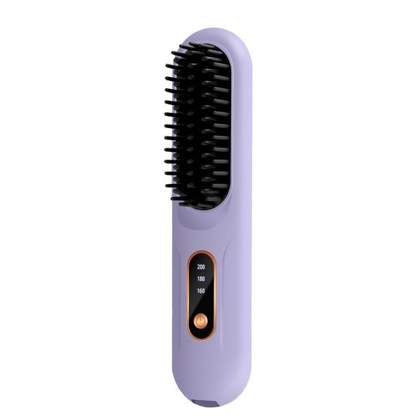 Cordless Hair Straightening Brush - Type-C Rechargeable, 3 Heat Levels