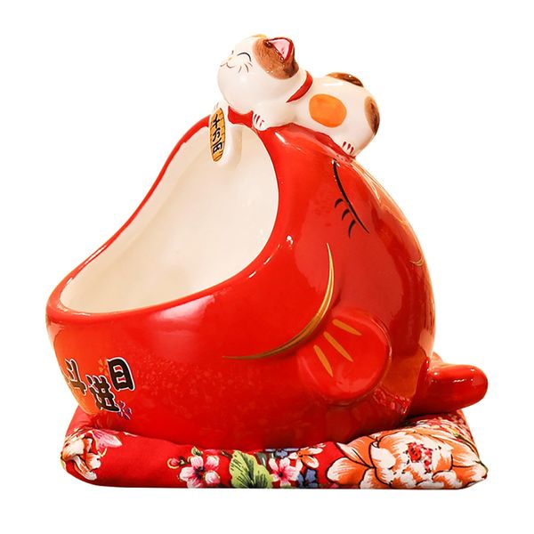 Ceramic Lucky Cat Candy Box Cute Lucky Cat Storage Box Money Box