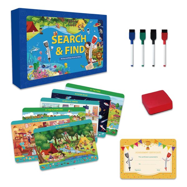 Toddler &amp; Kid Pre-educational Search &amp; Find Write and Wipe Activity Mats