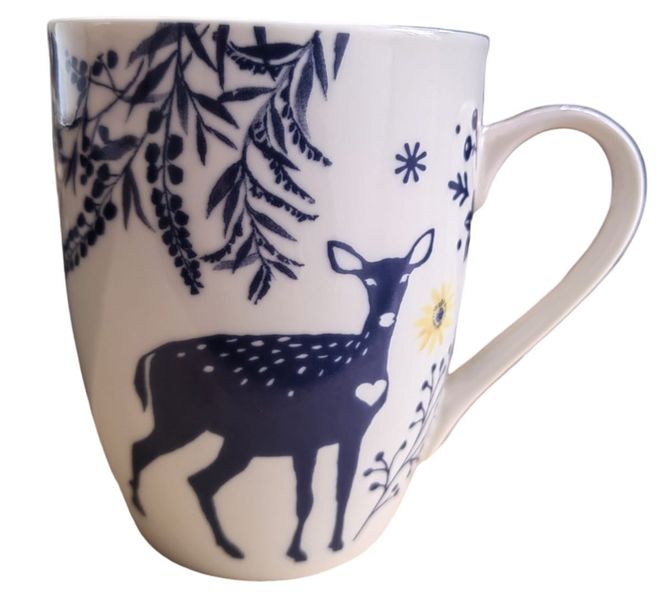 MXM Ceramic Coffee Mug With Green Flower Design Print - Singles