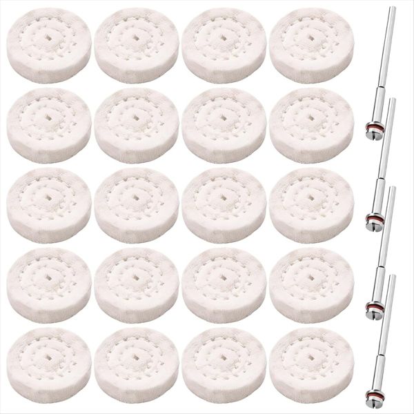 24-Piece Buffing Wheel Set, 25 mm Mini Cotton Polishing Discs for Jewelry,