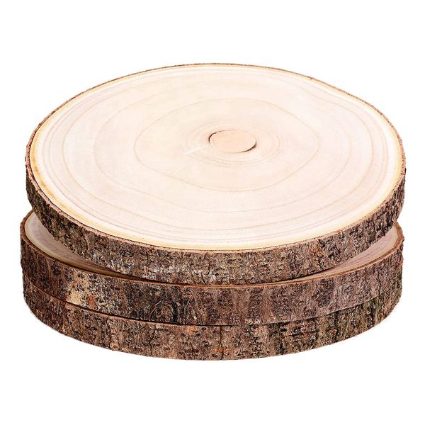 3 Pcs 10-12 Inch Wood Slices for Centerpieces, Wood Rounds for Wedding