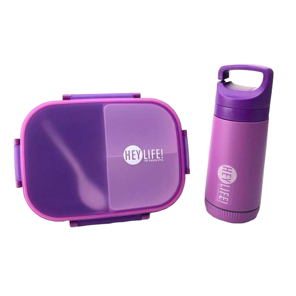 SD Purple Plastic Lunch Box And Water Bottle