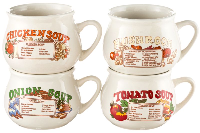 Presence - 4-Piece Soup Mug Set with Recipes in a Gift Box - 450ml