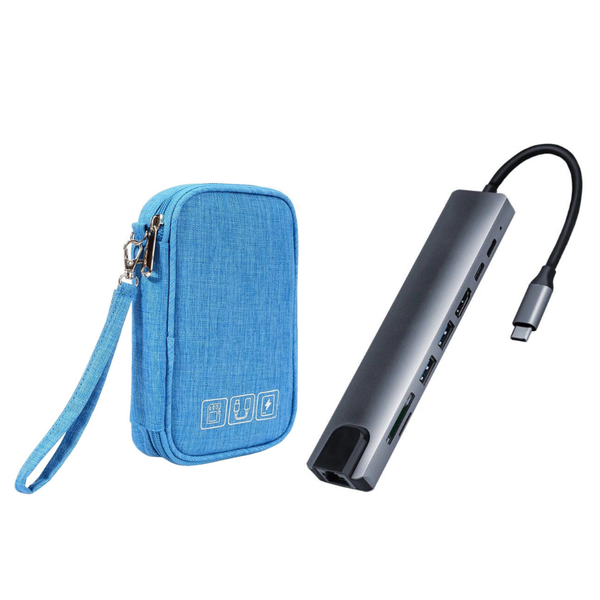 Multi-functional 8-in-1 USB-C Adapter Hub Docking Station With Holder