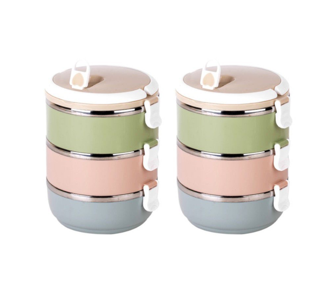 3 Layer Stainless Steel Lunch Box - 2 Pack