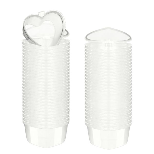 50-Piece Clear Heart-Shaped Plastic Containers with Lids - Transparent Gift