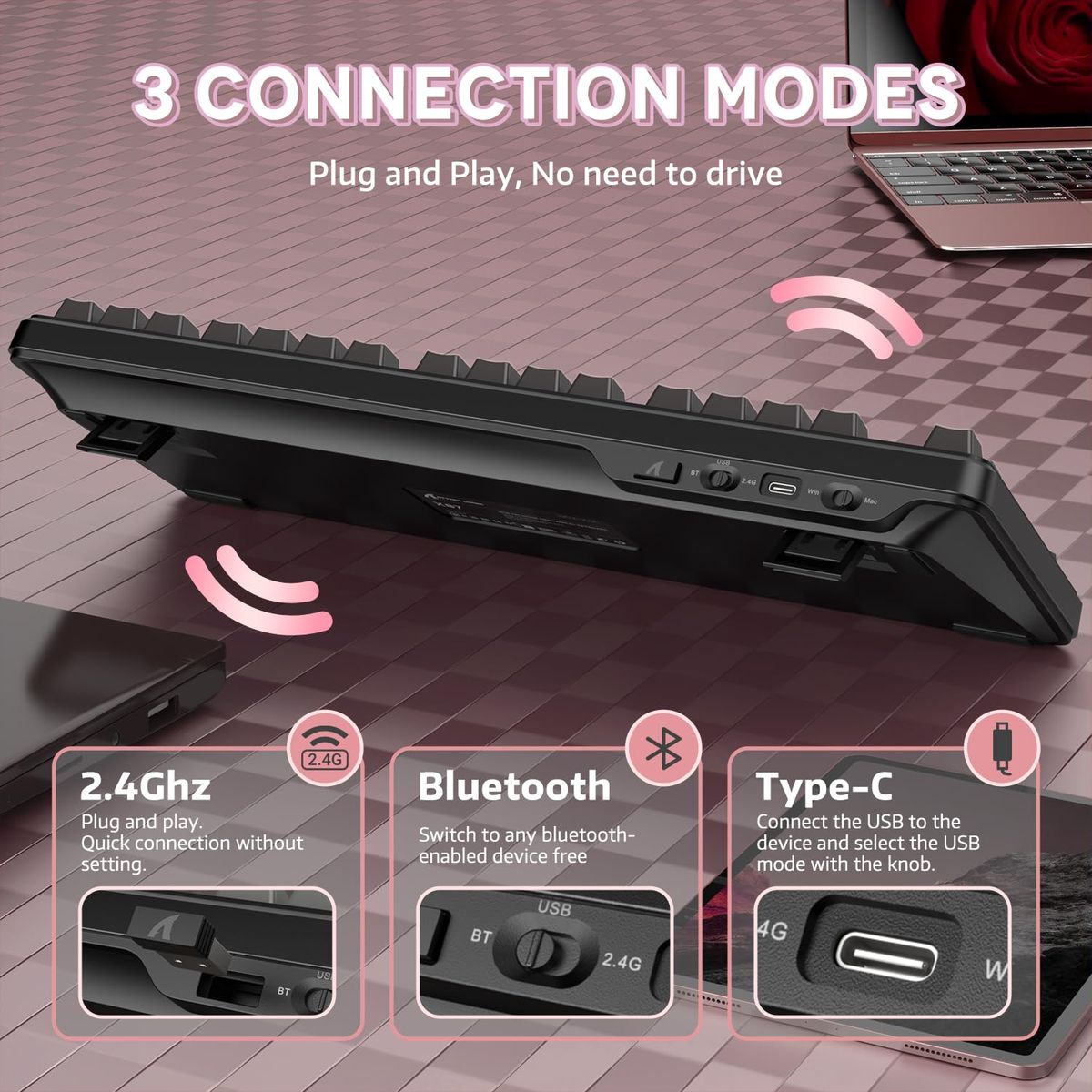 ATTACK SHARK X87 RGB Gaming Keyboard, Wireless Mechanical Keyboard