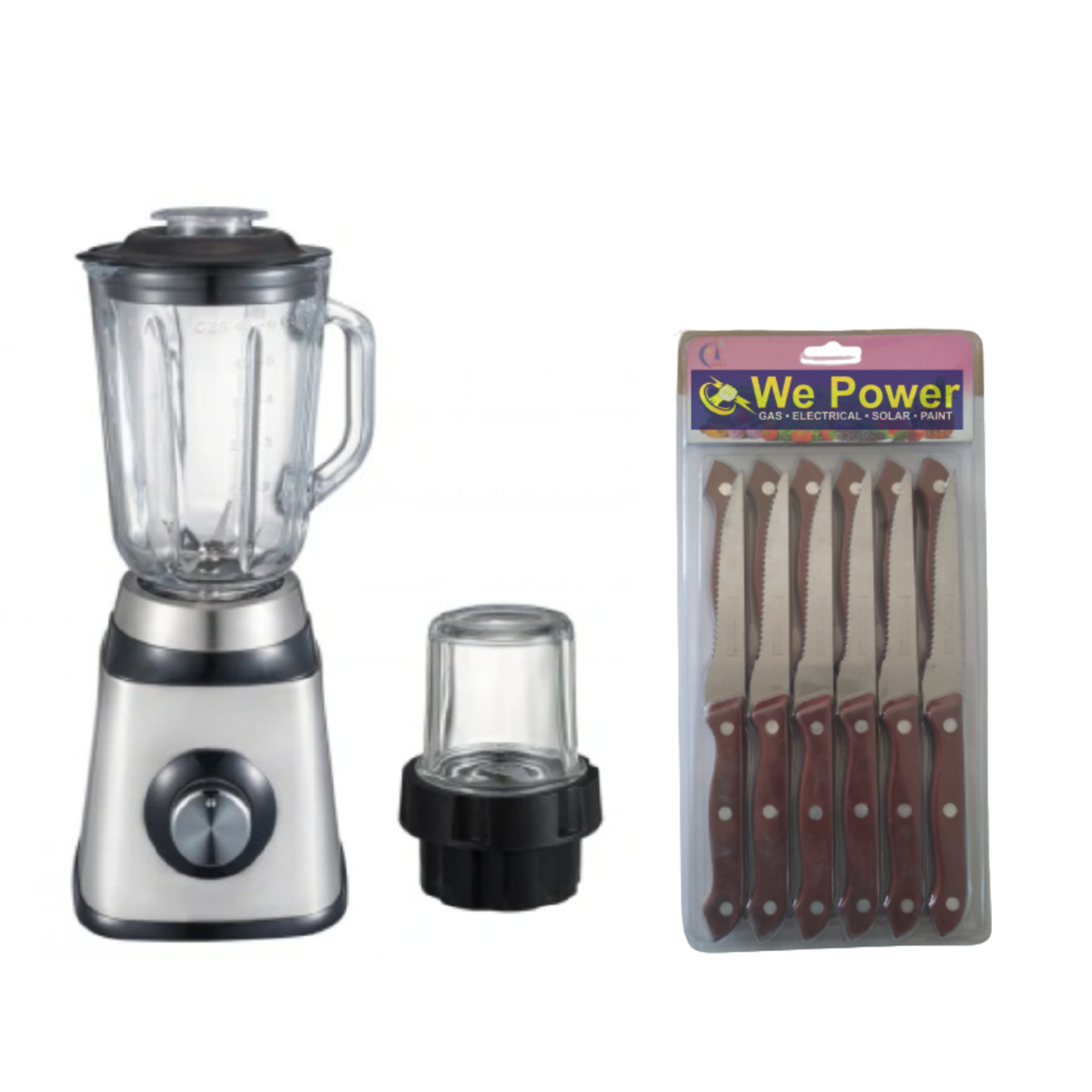 Blender 1.5L Glass Jar Blender Stainless Steel & Pack Of 12 Fruit