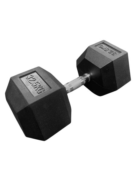 i-Fitness Single 32.5kg Rubber Hexagon Dumbbell