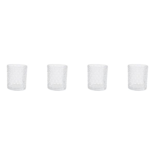 4 Pack - Glass Diamond Candle Holder - Transparent
