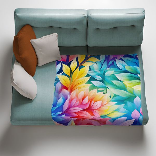 Rainbow Foliage Five Light Weight Fleece Blanket