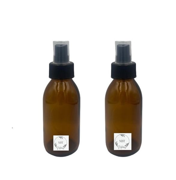 NBT Naturals - Empty Glass Bottle and Black Atomiser Spray- 100mls - 2 Pack