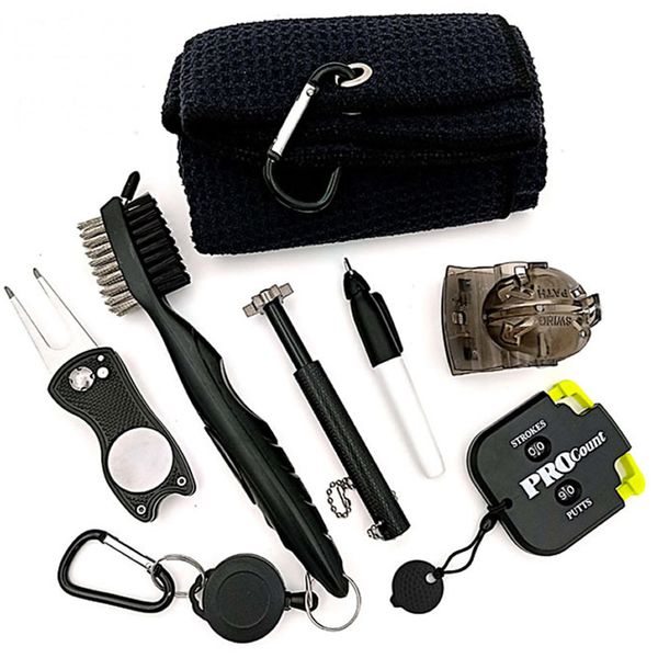 7Pcs Golf Accessories Kit, Include Golf Club Cleaner Towel Ball Bag Divot
