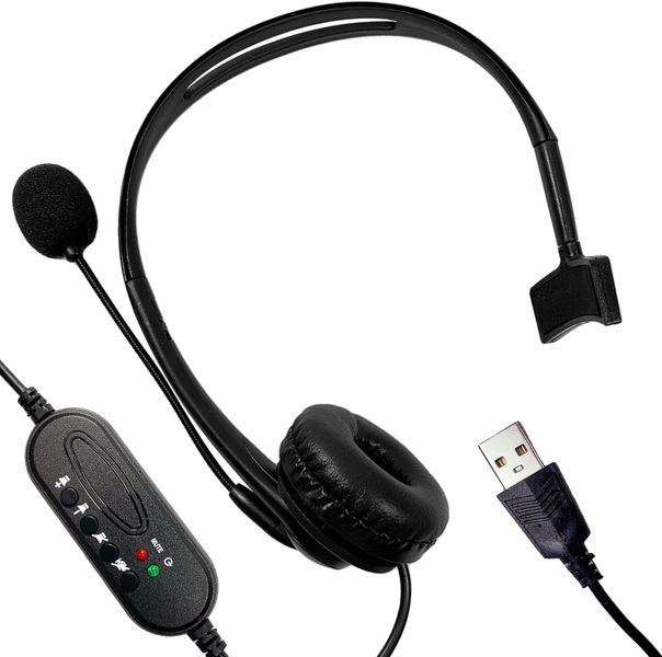 USB Wired T-Pad Headphone One Ear With Microphone &amp; Mic-(SY490MV)