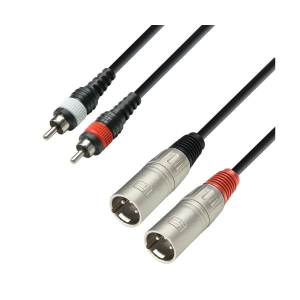 Adam Hall Cables Audio Cable Moulded 2 x RCA Male to 2 x XLR Male 3m