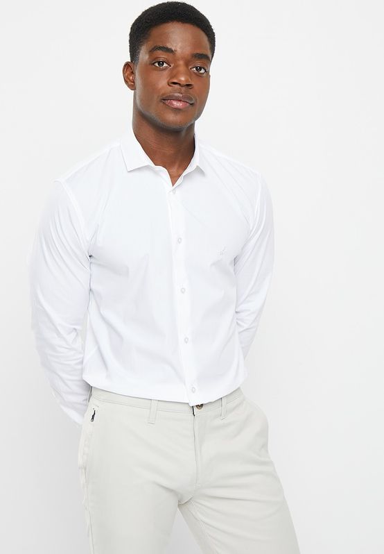 Polo - Mens Long Sleeve Classic Christian Slim White Button Up Shirt ...