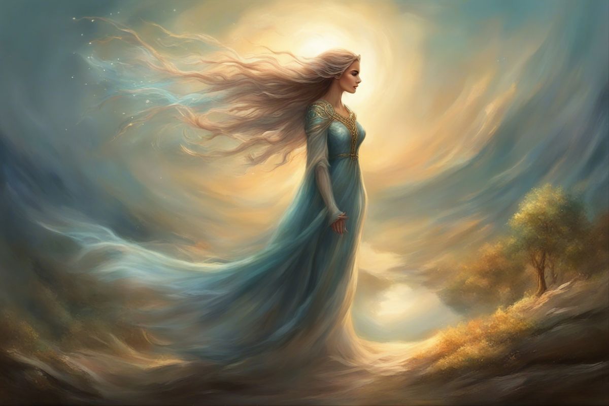 Lady Serenely Facing Wind's Embrace Poster - A1 Large Poster | Shop ...