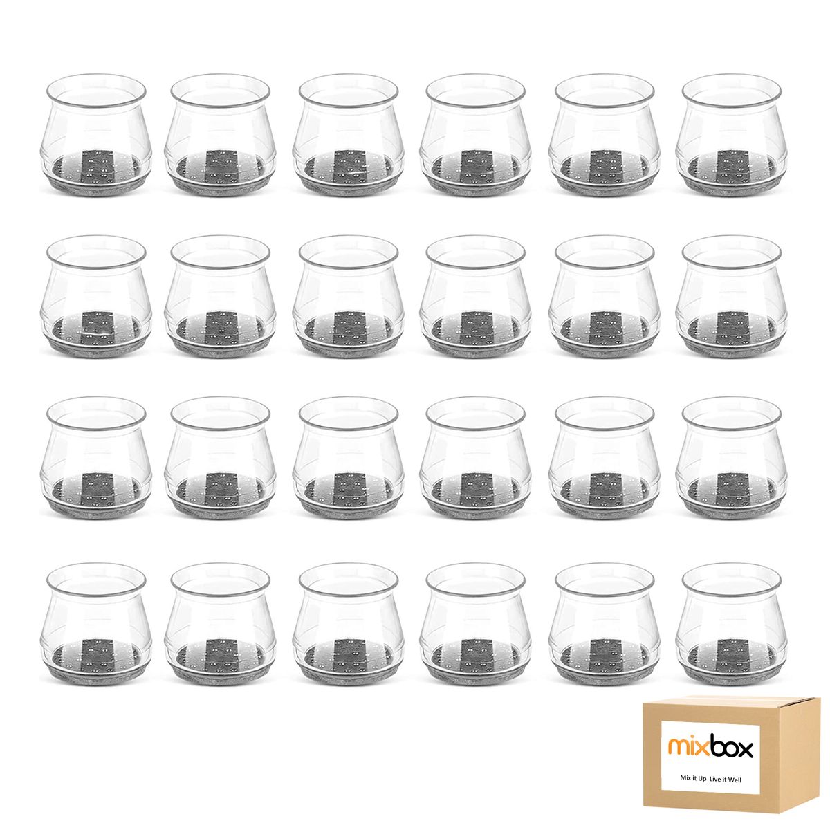 Mix Box 24 Pcs Silicone Felt Chair Leg Floor Protectors Covers