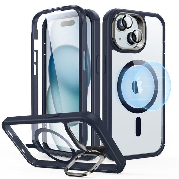 ESR Armor Tough MagSafe Cover Compatible with iPhone 15 - Clear Dark Blue
