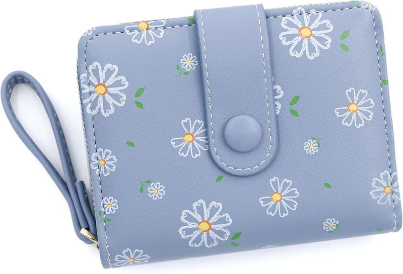 Women's wallet short large capacity multi-card slot buckle wallet blue 1 PC