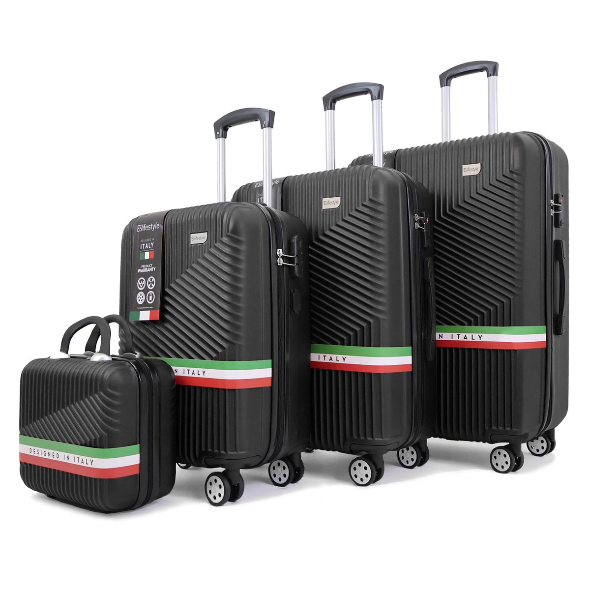 Roma Hardshell Luggage Set with TSA Lock, Protective Cover & 360 Wheels