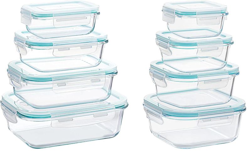 Glass food storage box set microwaveable and refrigerator safe