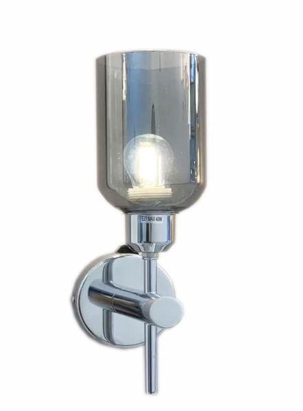 DrLight Retro Indoor Wall Light - Silver Cylinder - Glass