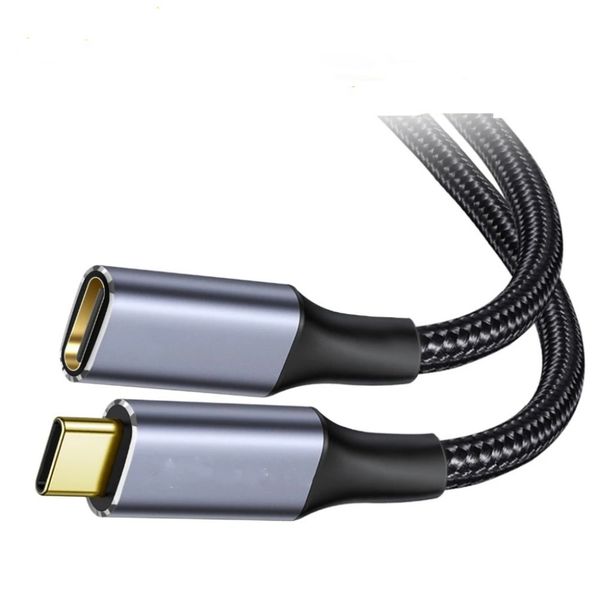 Braided Type C M-F Audio Video &amp; Fast Charging Extn Cable 10Gbps 1M