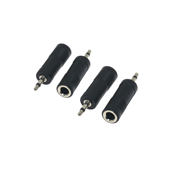 3.5mm Male To 6.3mm Female Connector - Black - 4 Pack