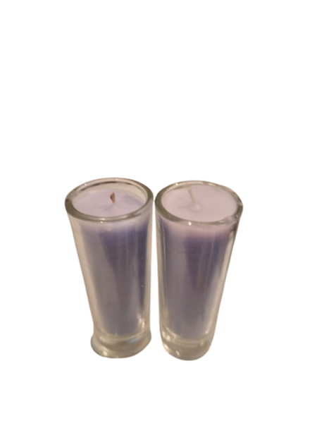 Unscented Paraffin Wax Candles in Long Shot Glass Holders - Set of 2