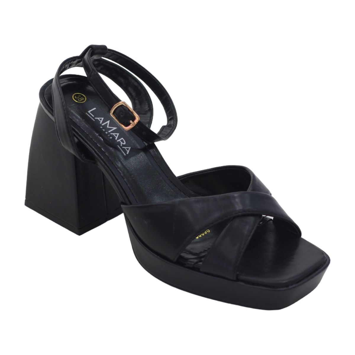 Lamara Paris Udoka One Band Sandal On 7 5 Cm Platform Heel Black Shop