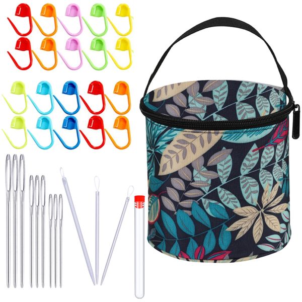 Craft Yarn Storage Bag With 36pcs Knitting Sewing Crochet Accessory Tools